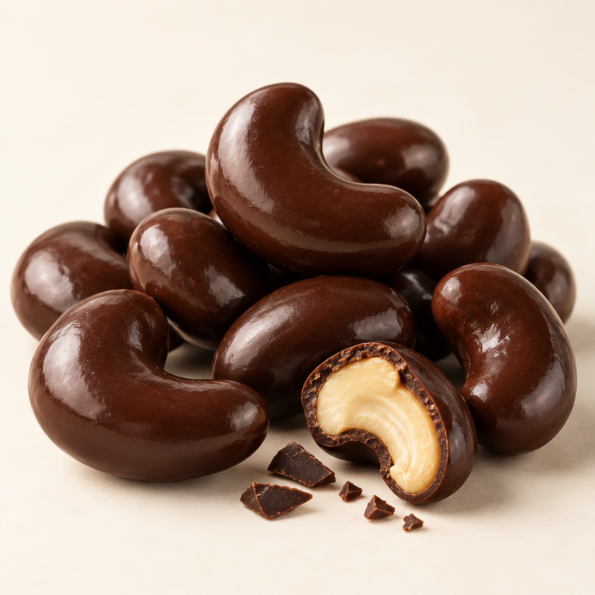 Nutbeads dark chocolate coated cashews with smooth polished coating